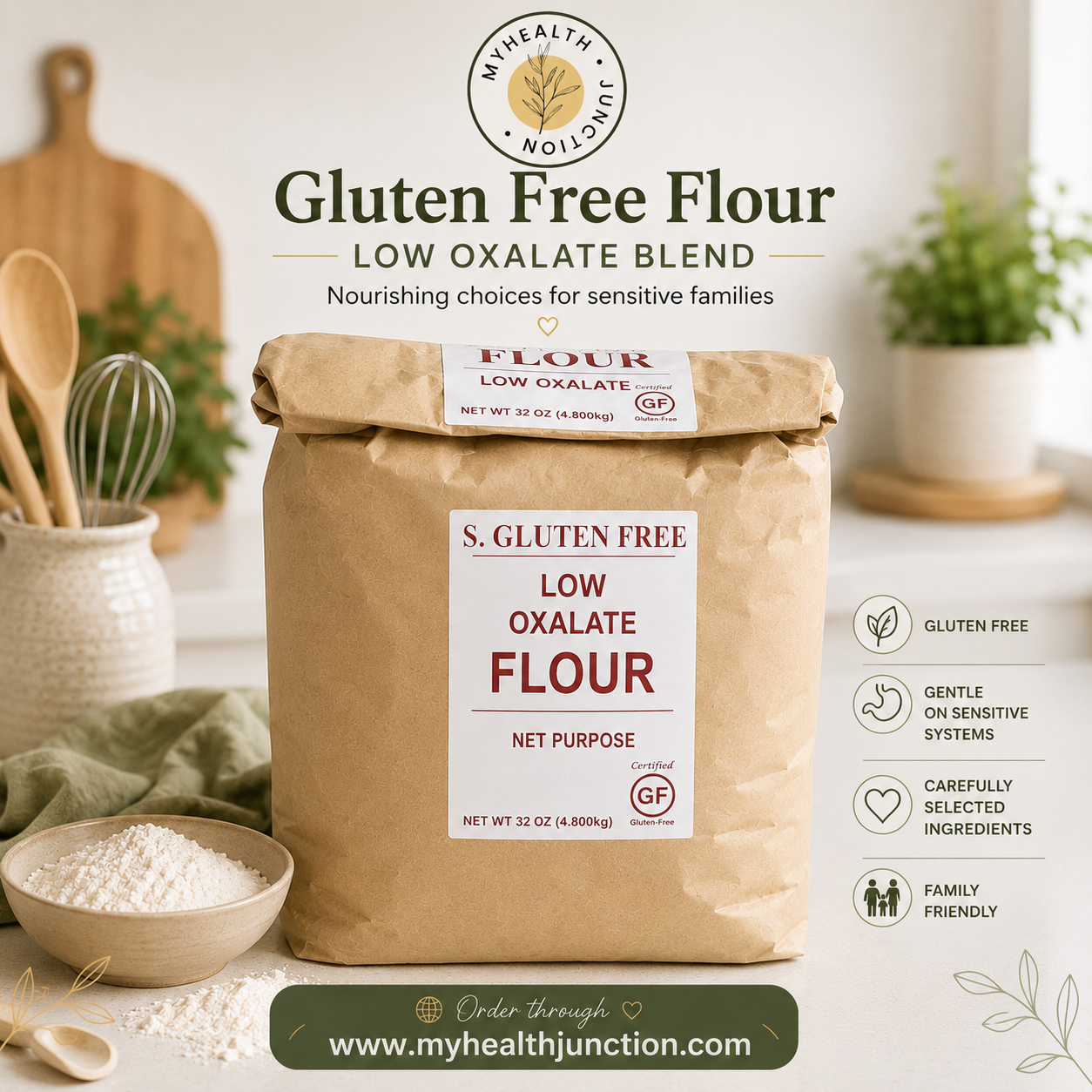 Low Oxalate Gluten Free Flour (32 oz, 4.8 kg)